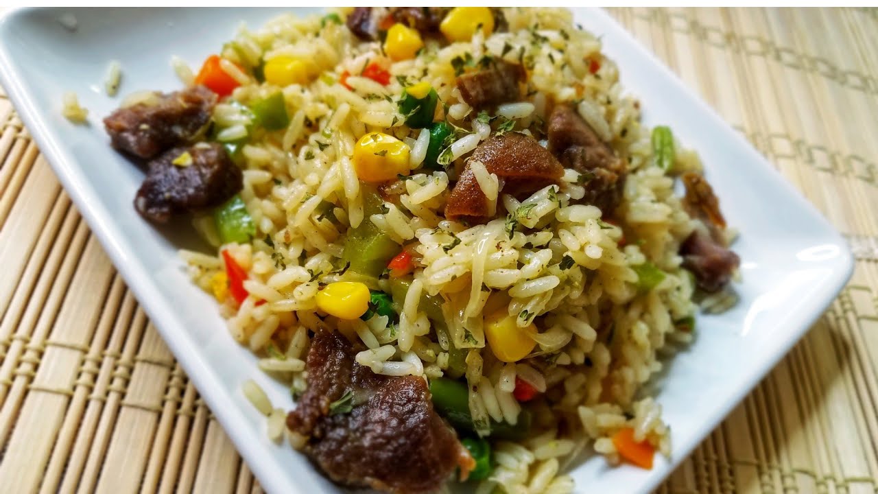 FRIED RICE WITH GOAT MEAT